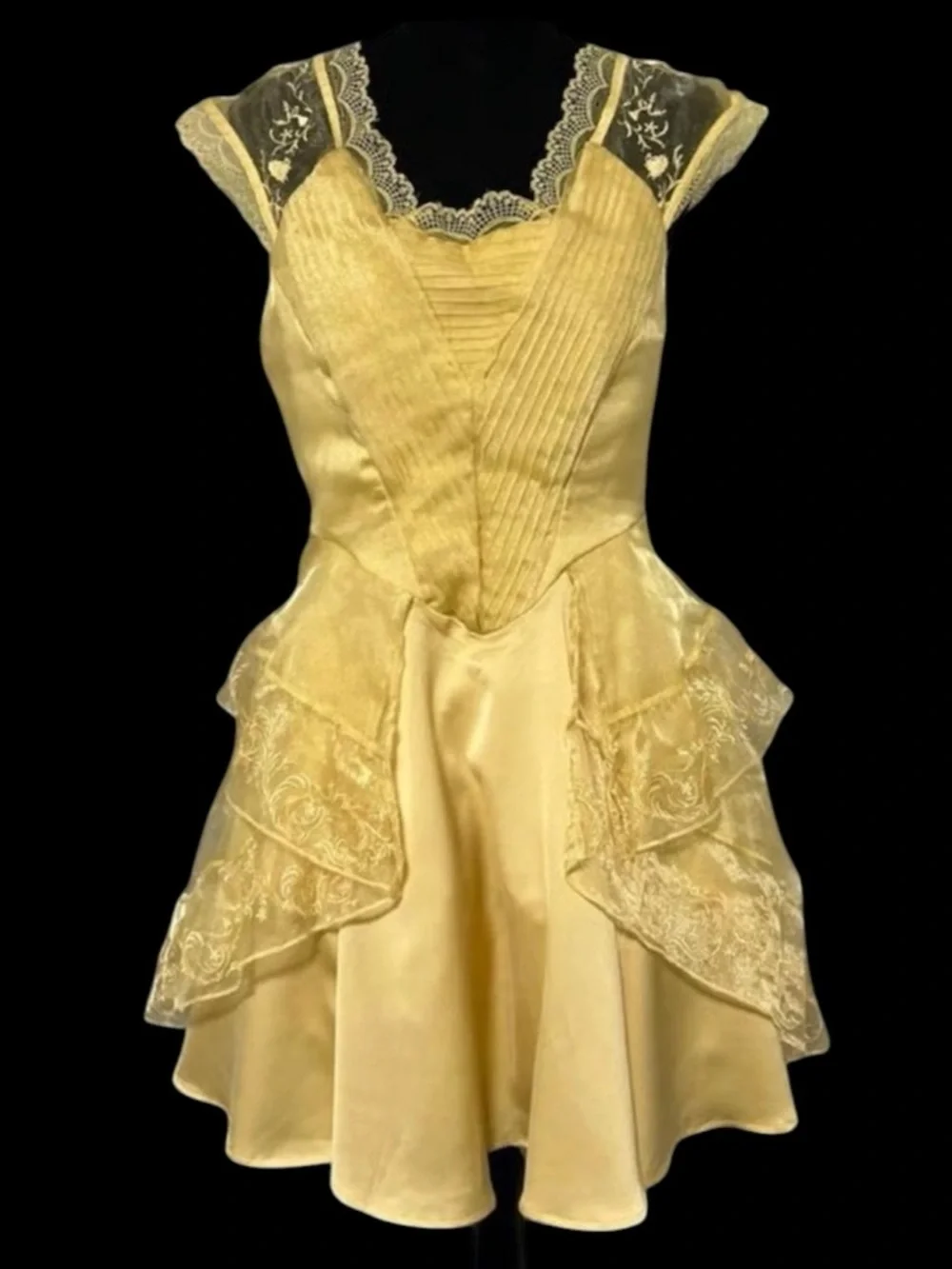 NWOT Disney Beauty and the Beast Belle Princess Yellow Lace Dress Fairycore XL - Picture 1 of 8